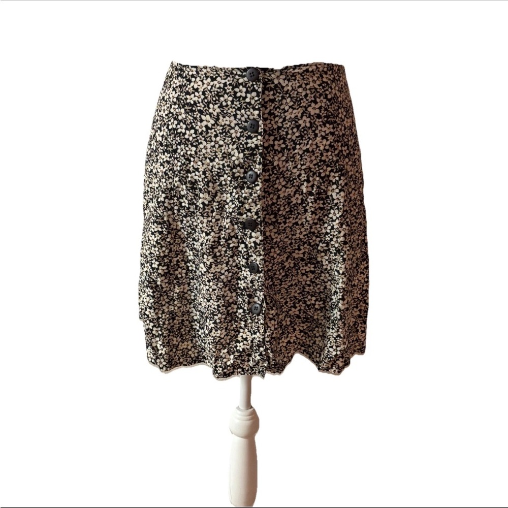 Vtg 90s Y2K Express Ditsy Floral Mini Skirt Grunge Cottagecore Button Front Sz 3